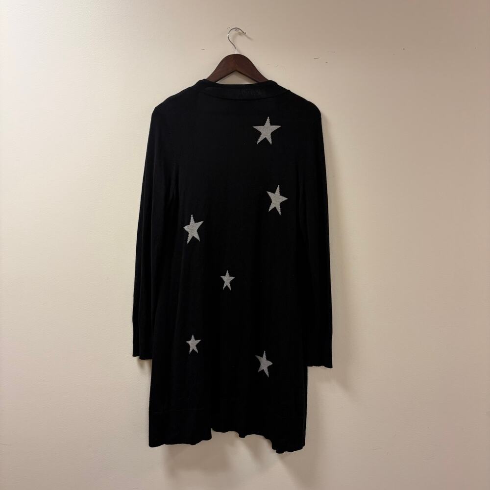 Rachel Zoe Black Cosmic Star Knit Duster Pockets Boho Chic Whimsigoth Witchy Med - Picture 2 of 7